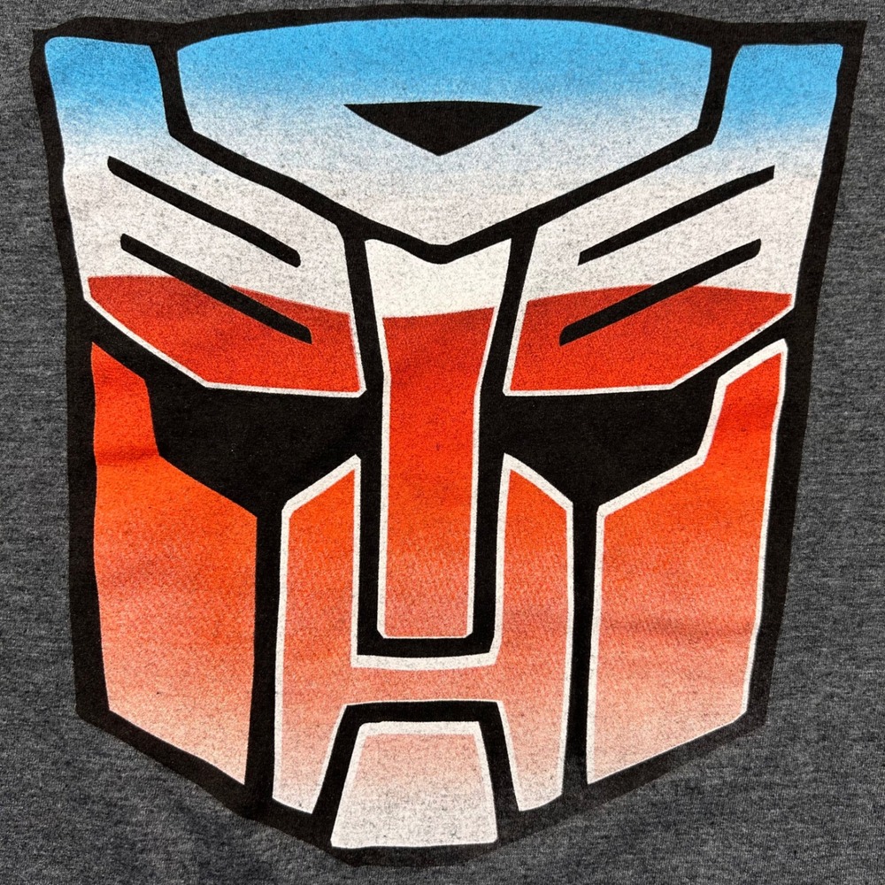 Transformers Autobot Graphic T-Shirt Mens Medium Grey Gradient Logo RN 71868‎